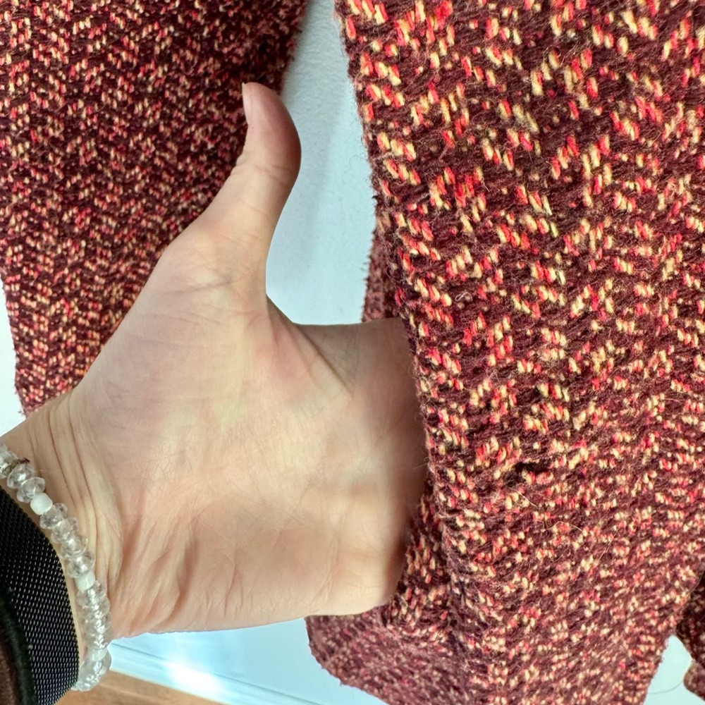 Mossimo Red Tweed Funnel Hood Wrap Coat - Picture 13 of 14
